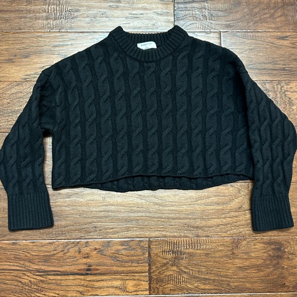 Babaton Sweaters - Babaton 100% Wool Cropped Cable Knit Sweater | Boxy Drop Shoulder | Size S